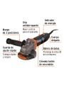 Esmeriladora angular 4-1/2", 950W, TRUPER ERGO PRO