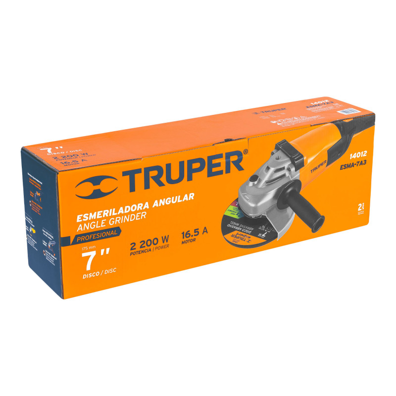 Esmeriladora angular 7", 2200W, TRUPER PRO