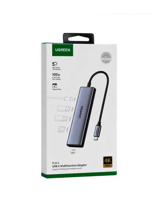 Hub Adaptador USB-C 5 en 1 UGREEN – HDMI 4K, Power Delivery 100W y USB 3.0