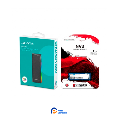 Kit SSD Kingston 2TB NV3 + Gabinete ADATA EC700G RGB Externo | Plaza Comercio