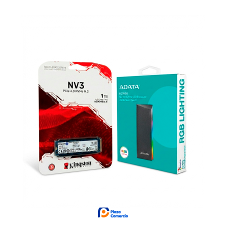 kit SSD Kingston 1TB NV3 + Gabinete ADATA EC700G RGB | Plaza Comercio