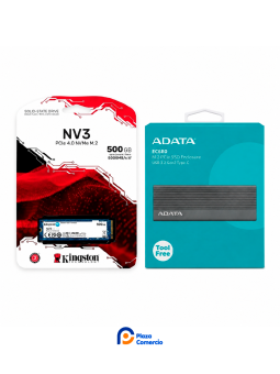Kit SSD 500gb Kingston Nv3 + Gabinete Adata Ec680 | Plaza Comercio