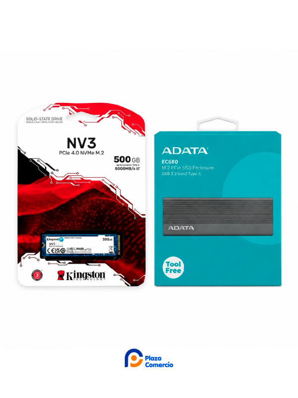 Kit SSD 500gb Kingston Nv3 + Gabinete Adata Ec680 | Plaza Comercio