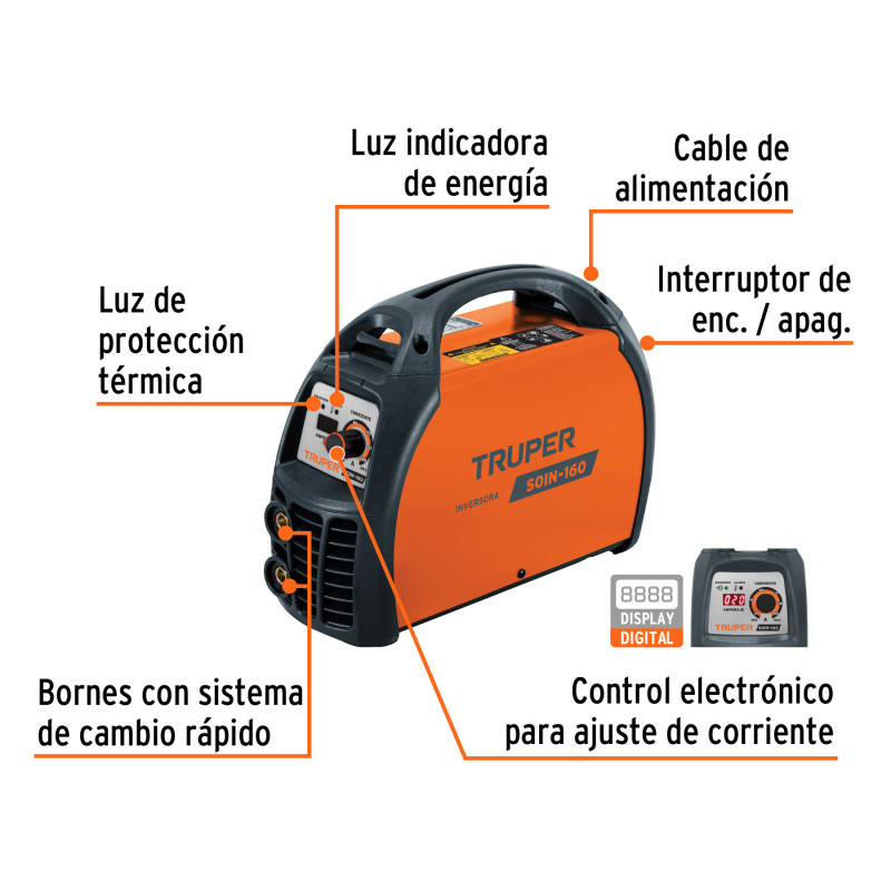 Soldadora inversora 160A, 220V, TRUPER