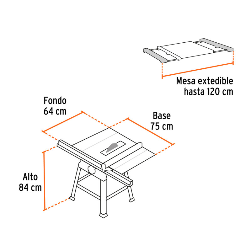 Sierra de mesa 10", 2-1/2 HP (1900 W), con base, Truper