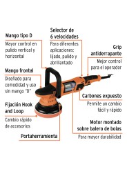 Pulidora doble acción 6", 900W, TRUPER PRO