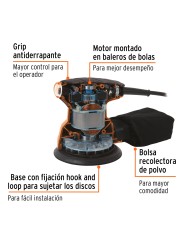 Lijadora roto orbital 5", 260W, TRUPER PRO
