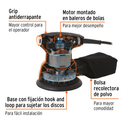 Lijadora roto orbital 5", 260W, TRUPER PRO