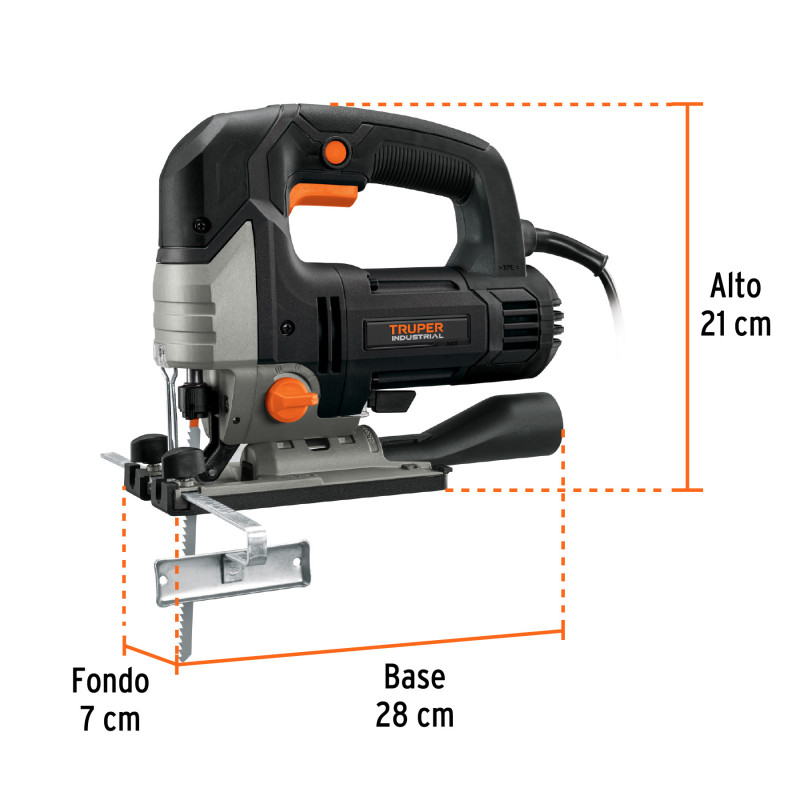 Sierra caladora 750W 5.9 A vel. variable, TRUPER INDUSTRIAL