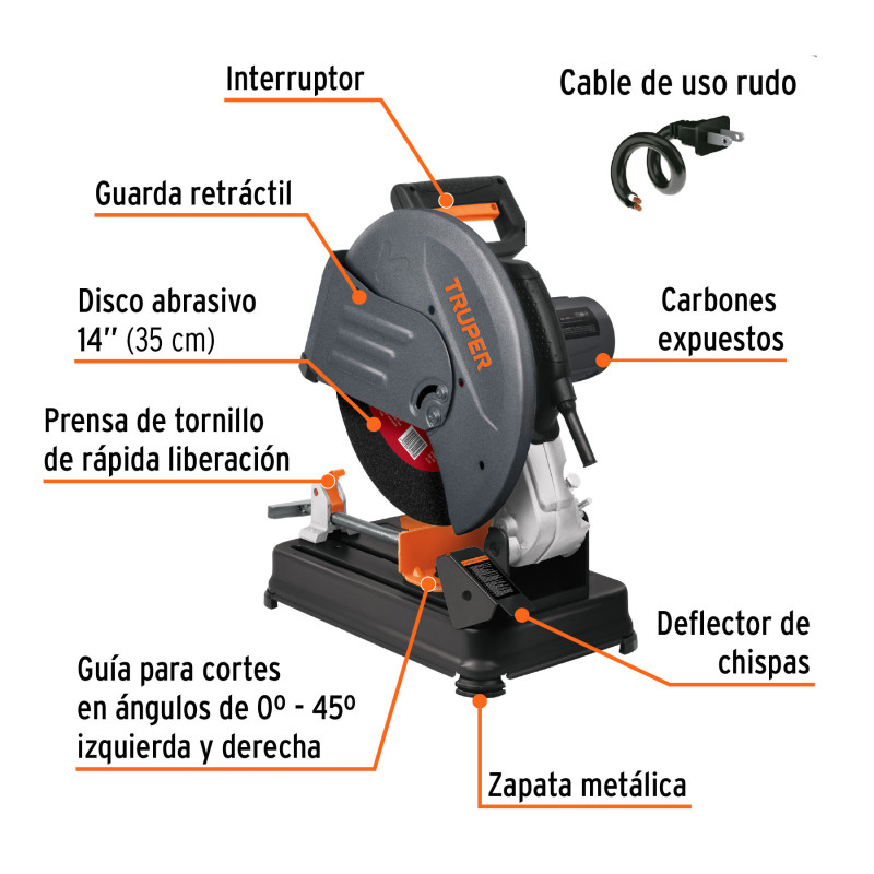 Tronzadora / cortadora de metales 14", 2200 W