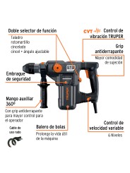 Rotomartillo SDS Plus 5 Joules, 1500W, TRUPER INDUSTRIAL