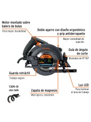 Sierra circular 7-1/4", 1800W, TRUPER INDUSTRIAL