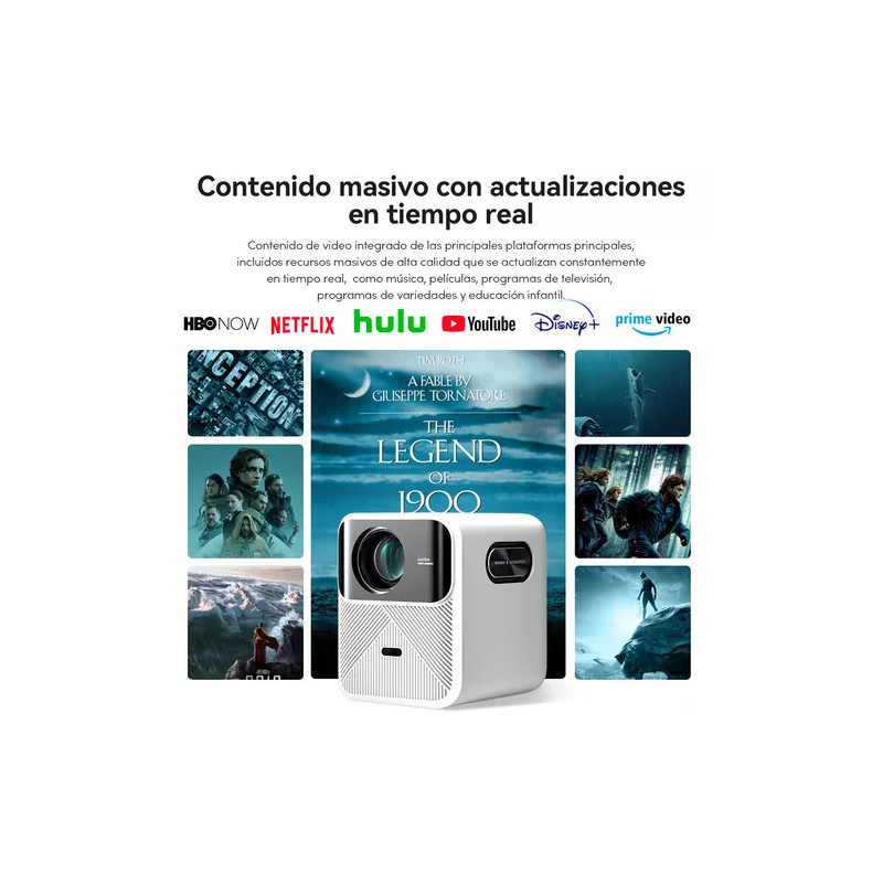 Wanbo Proyector Mozart 1 Nativa 1080P, 4K FHD, Android 9.0 900 ANSI, Dual Wi-Fi de 2,4GHz 5GHz, Bluetooth 5.0 con Control Remoto