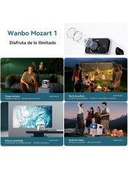 Wanbo Proyector Mozart 1 Nativa 1080P, 4K FHD, Android 9.0 900 ANSI, Dual Wi-Fi de 2,4GHz 5GHz, Bluetooth 5.0 con Control Remoto