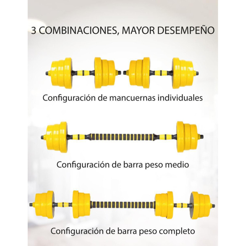 Set mancuernas de peso variable 20 kg 2 piezas