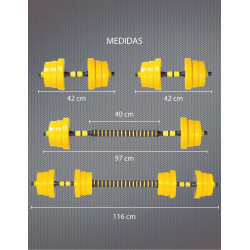 Set mancuernas de peso variable 20 kg 2 piezas