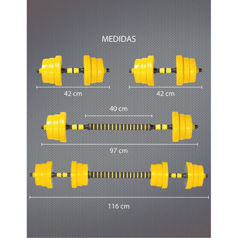 Set mancuernas de peso variable 20 kg 2 piezas