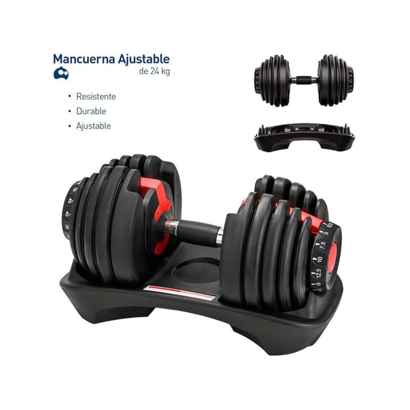 Set mancuernas de peso variable 24 kg 12 piezas