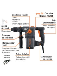 Rotomartillo SDS Plus 6 Joules, 1600W, TRUPER INDUSTRIAL