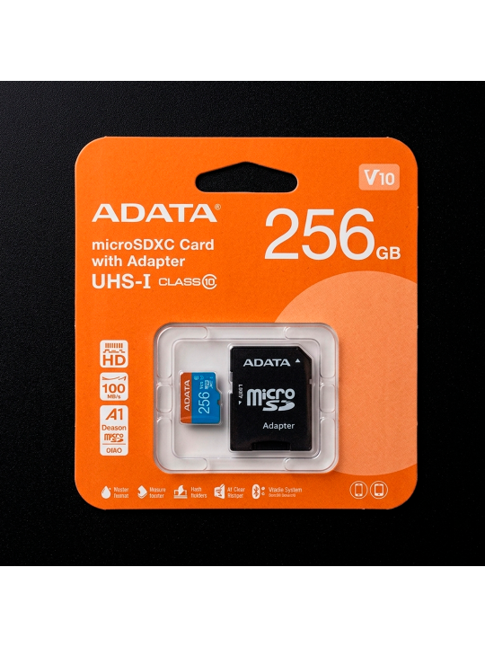 ADATA MICROSD 256GB CLASS10 Premier Pro V30 RETAIL A2 AUSDX256GUI3V30SA2-RA1