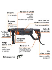 Rotomartillo SDS Plus, mango D, 3.5 Joules, 800W, INDUSTRIAL