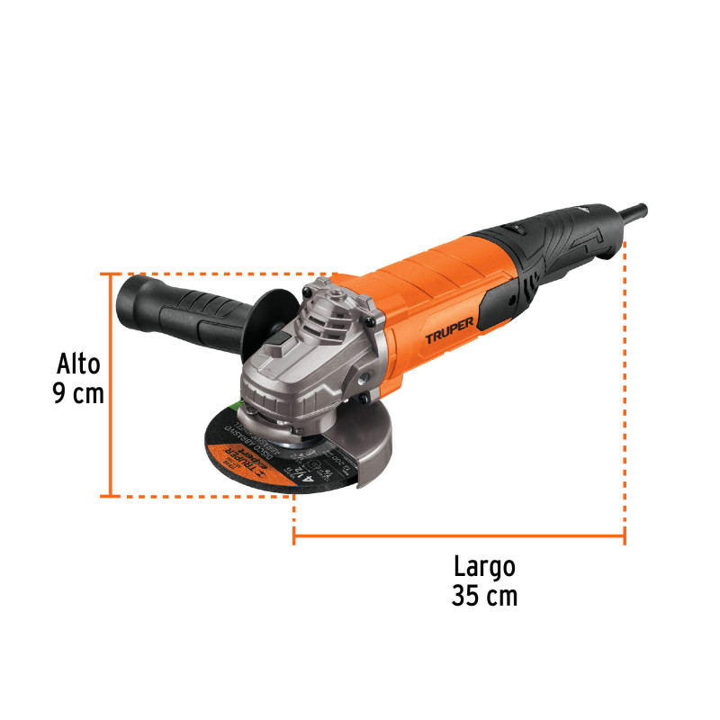 Esmeriladora angular 4-1/2", 1100W, TRUPER PRO