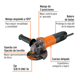 Esmeriladora angular 4-1/2", 700W, TRUPER PRO